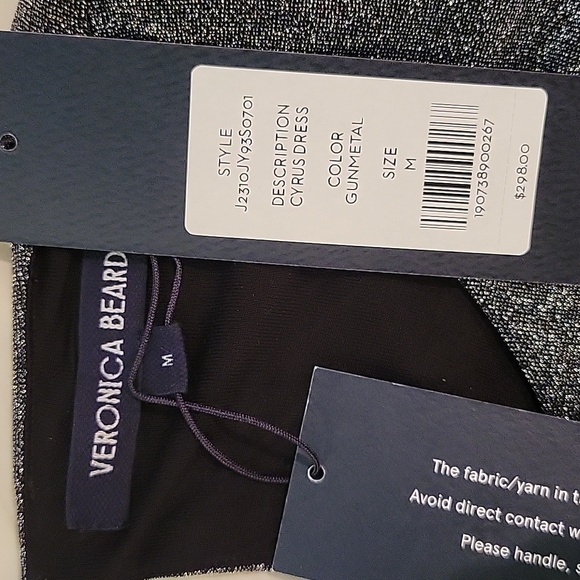 Veronica Beard Silver Asymmetrical Ruched Long Sleeve Dress - Picture 2 of 4